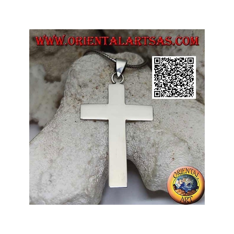 Ciondolo in argento croce grande latina cristiana piatta e liscia (50*33)