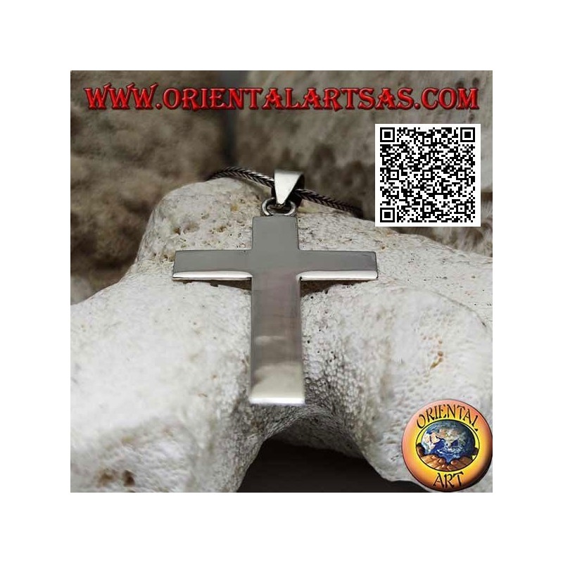 Ciondolo in argento croce grande latina cristiana piatta e liscia (50*33)