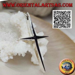 Silver smooth, thick Latin cross pendant with pointed endings