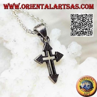 Sterling silver Latin cross pendant with arrowhead endings