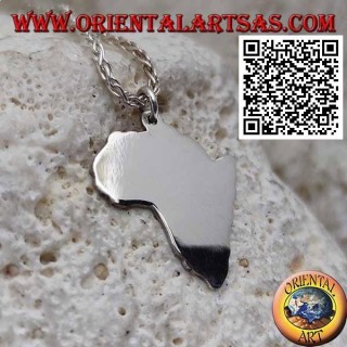 Silver pendant in the shape of Africa (continent) smooth and flat