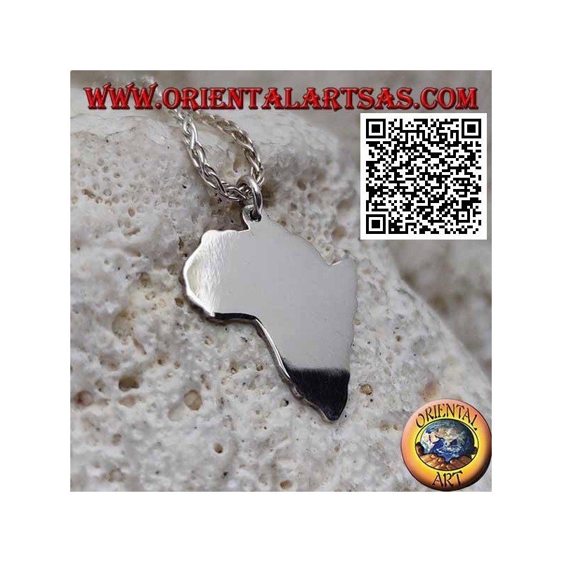 Silver pendant in the shape of Africa (continent) smooth and flat