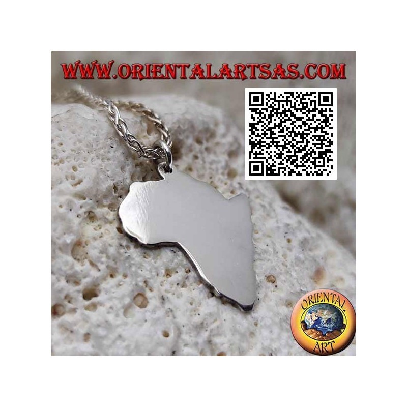 Colgante de plata con forma de África (continente) liso y plano