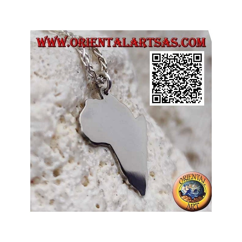 Silver pendant in the shape of Africa (continent) smooth and flat