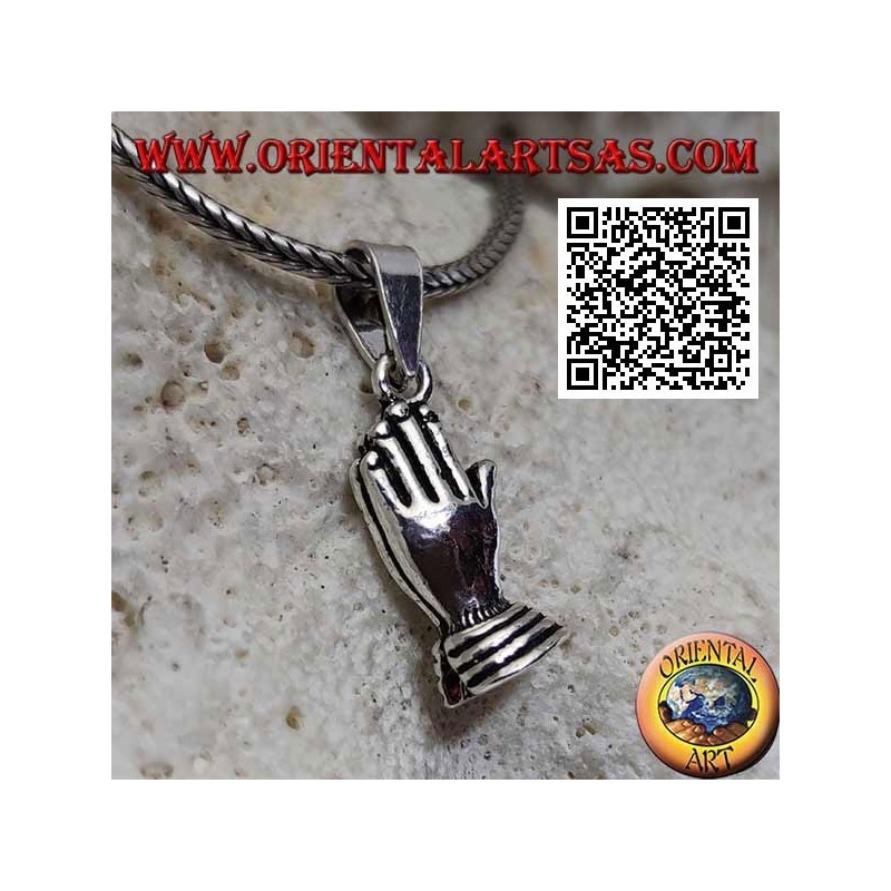 Pendentif en argent mains paume à paume (symbole de prière et d'union)