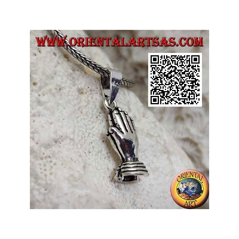 Colgante de plata manos palma a palma (símbolo de oración y unión)