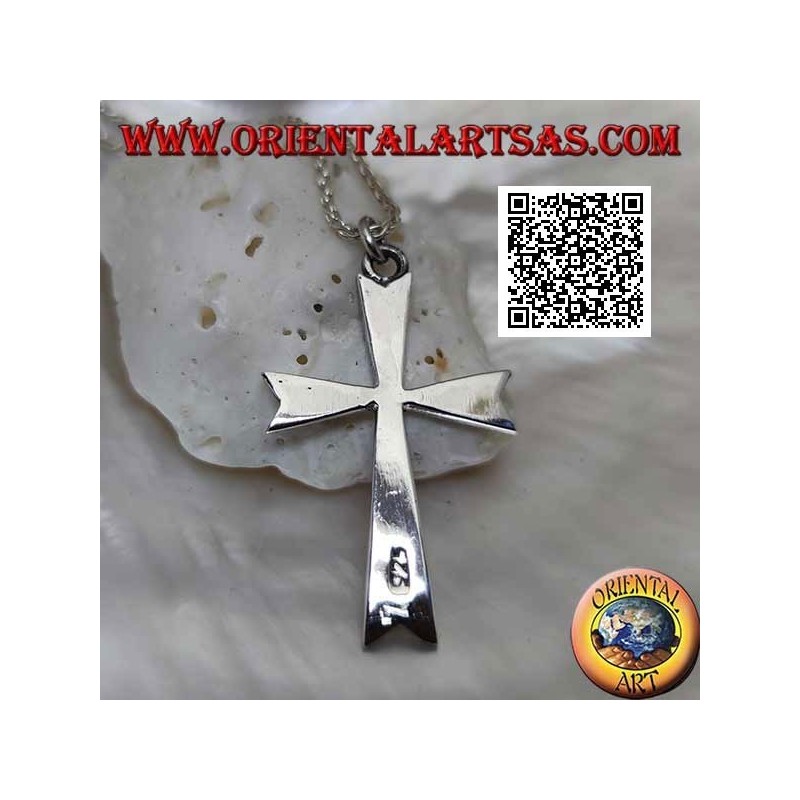 Silver eight-pointed Latin cross pendant studded with marcasite