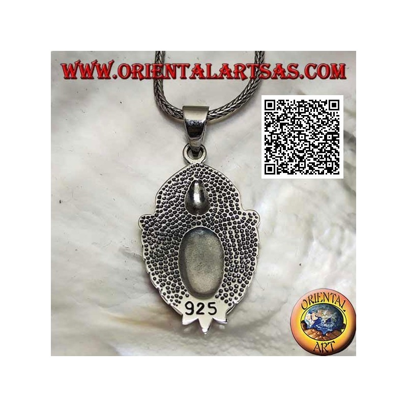 Silver pendant shield medal "apparition of the Madonna" under the "Christ with crown radiata del Sol Invictus"