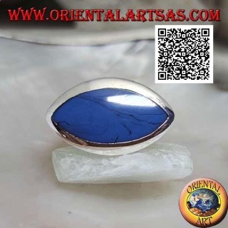 Silver ring with turquoise with horizontal shuttle flush with the edge on a smooth setting