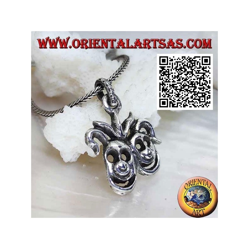 Colgante de plata par de máscaras de payaso sonriente