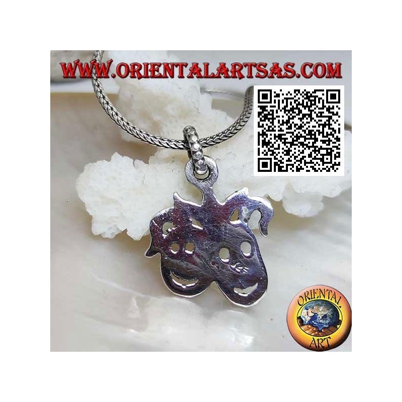 Ciondolo in argento coppia di maschere da clown sorridenti