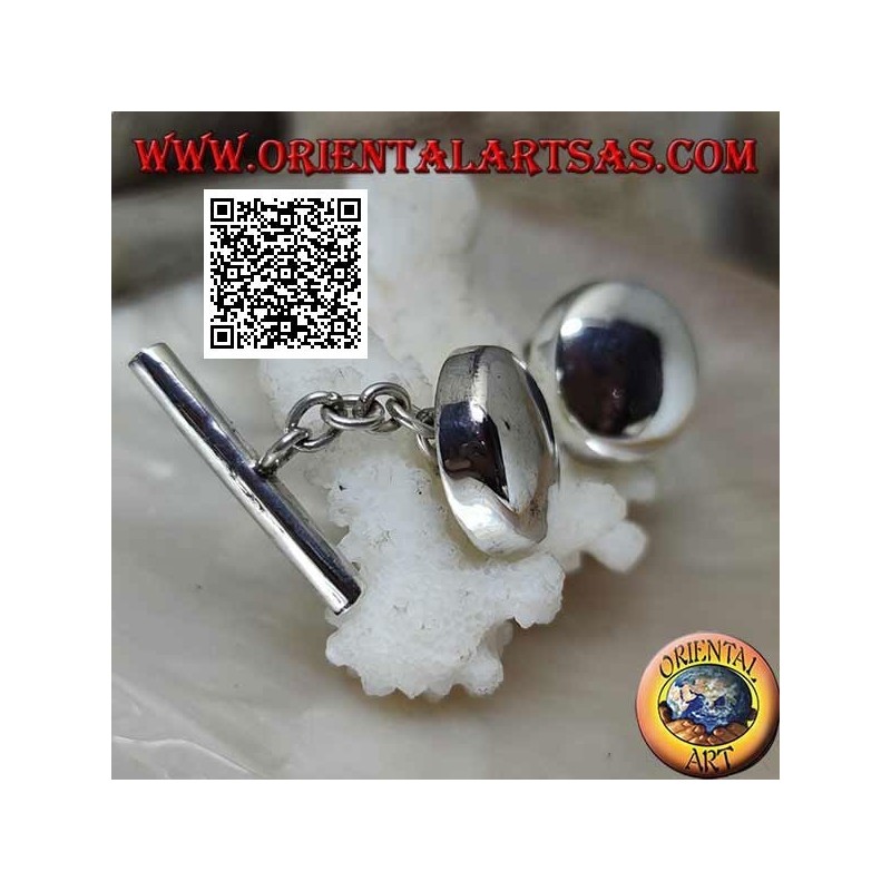 Boutons de manchette ronds et lisses en argent 925 ‰, légèrement arrondis (Ø 15 mm)