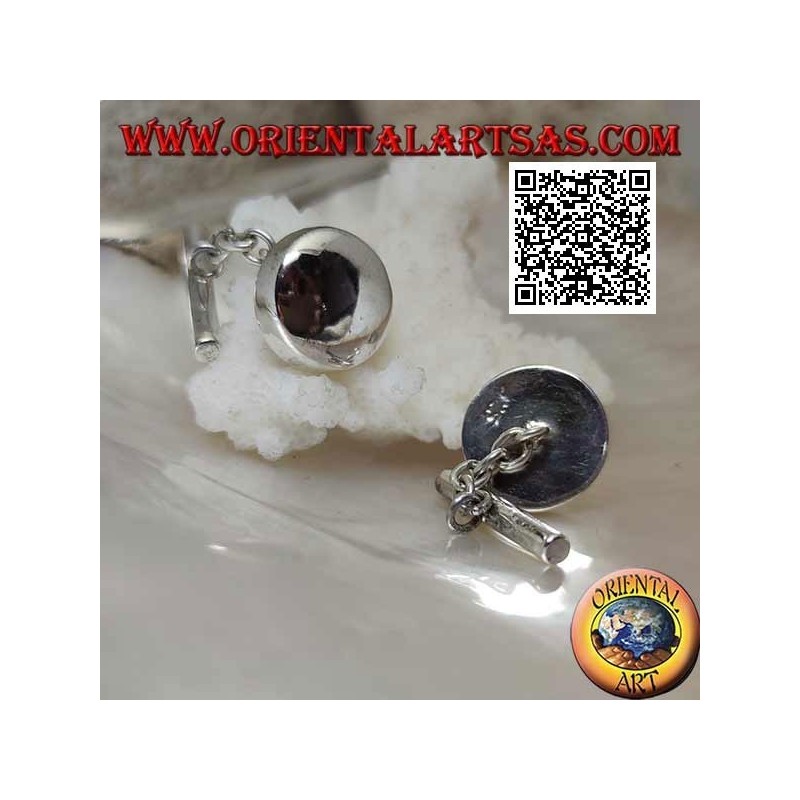 Round and smooth cufflinks in 925 ‰ silver, slightly rounded (Ø 15 mm)