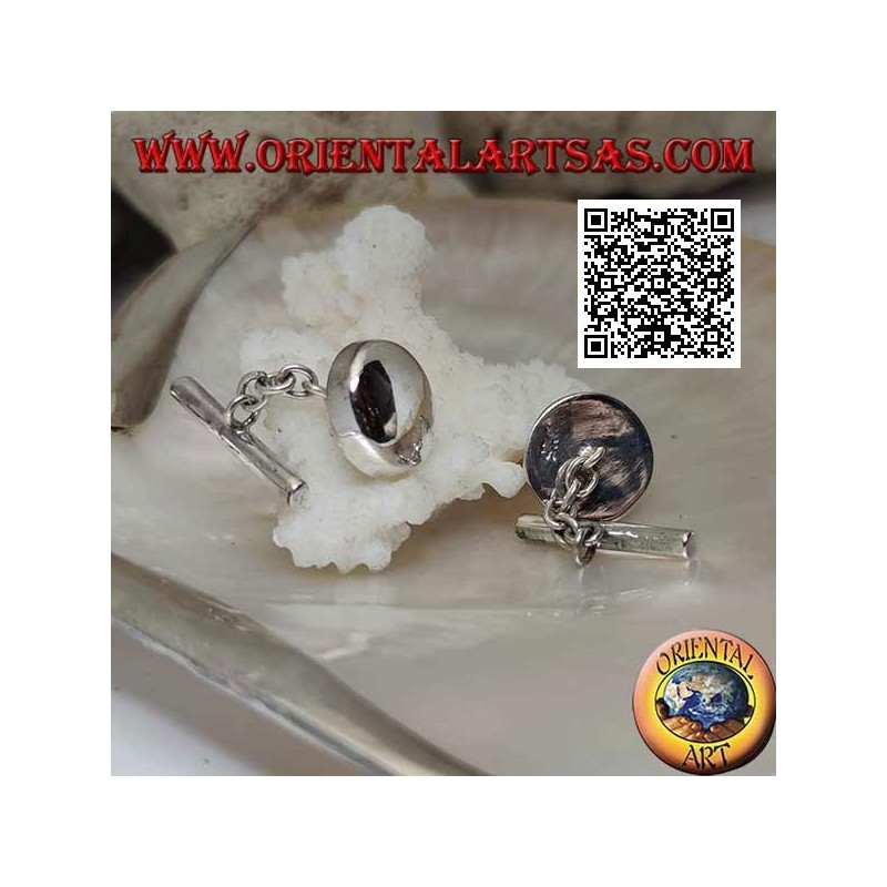 Gemelos redondos y lisos en plata 925 ‰, ligeramente redondeados (Ø 15 mm)