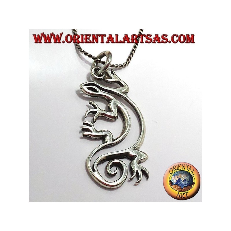 gecko pendant in silver