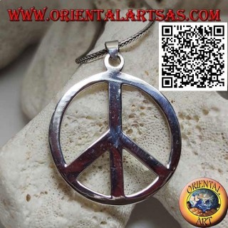 Colgante de plata lisa y gruesa en forma de símbolo de la paz (Ø 40 mm.)