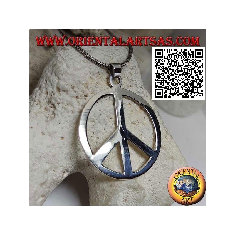 Colgante de plata lisa y gruesa en forma de símbolo de la paz (Ø 40 mm.)