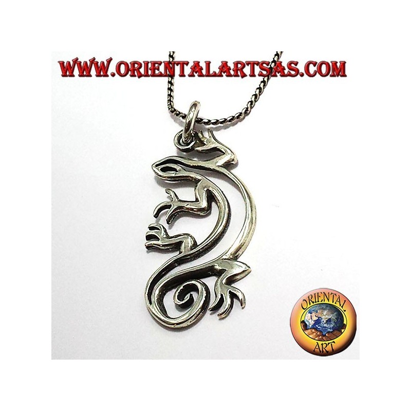 gecko pendant in silver