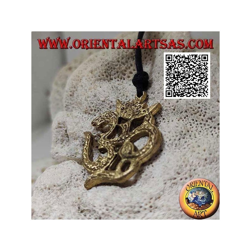 Brass pendant decorated in the shape of Aum or Om (ॐ), a Hindu Sanskrit term