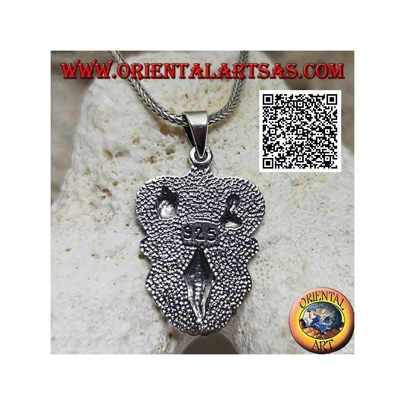 Ciondolo in argento medaglia "apparizione della Madonna" sotto il Cristo incoronato e San Cristoforo