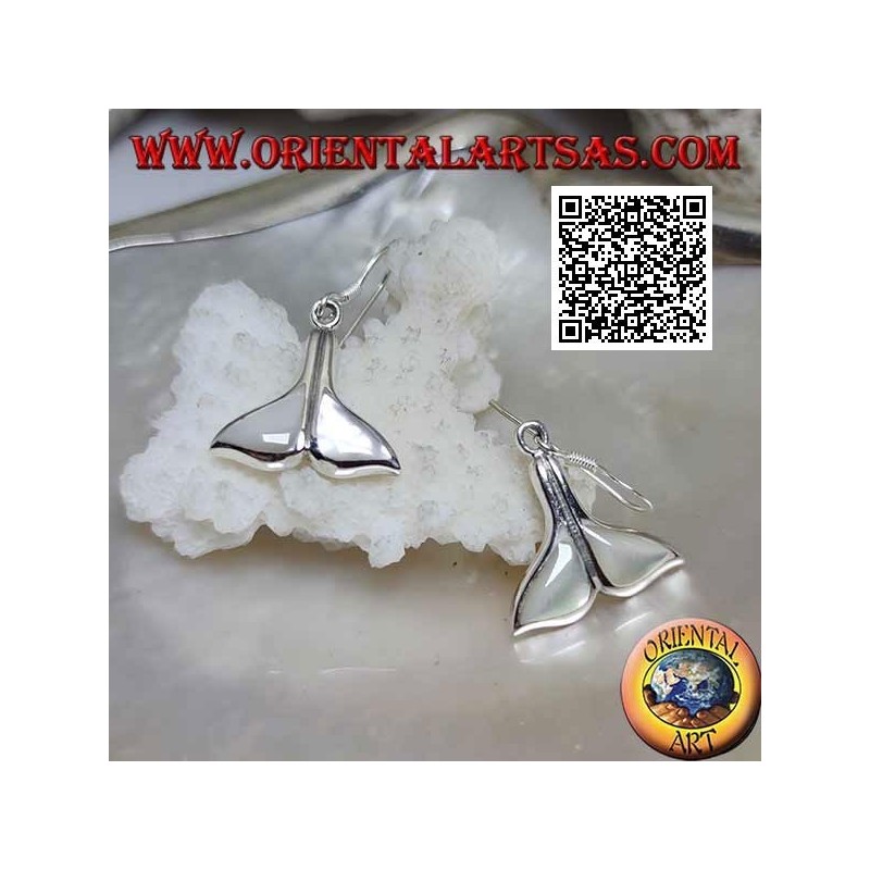 Boucles d'oreilles en argent en forme de queue de baleine avec nacre