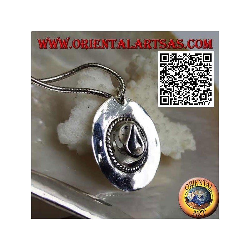 Colgante de plata en forma de sheriff / sombrero de vaquero