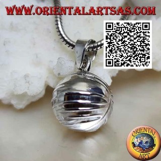 Ciondolo in argento "Chiama Angeli" liscio con linee orizzontali (Ø 14 mm.)