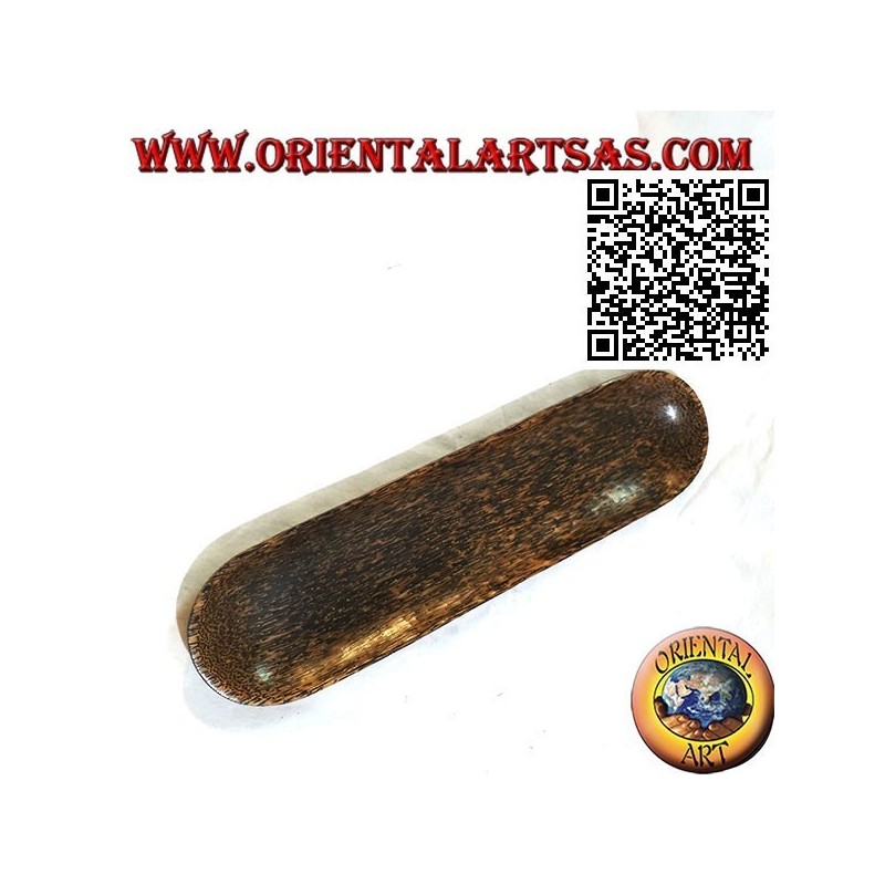 Pocket emptier, elongated oval tray in coconut wood