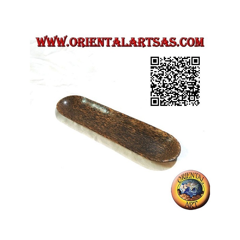 Pocket emptier, elongated oval tray in coconut wood