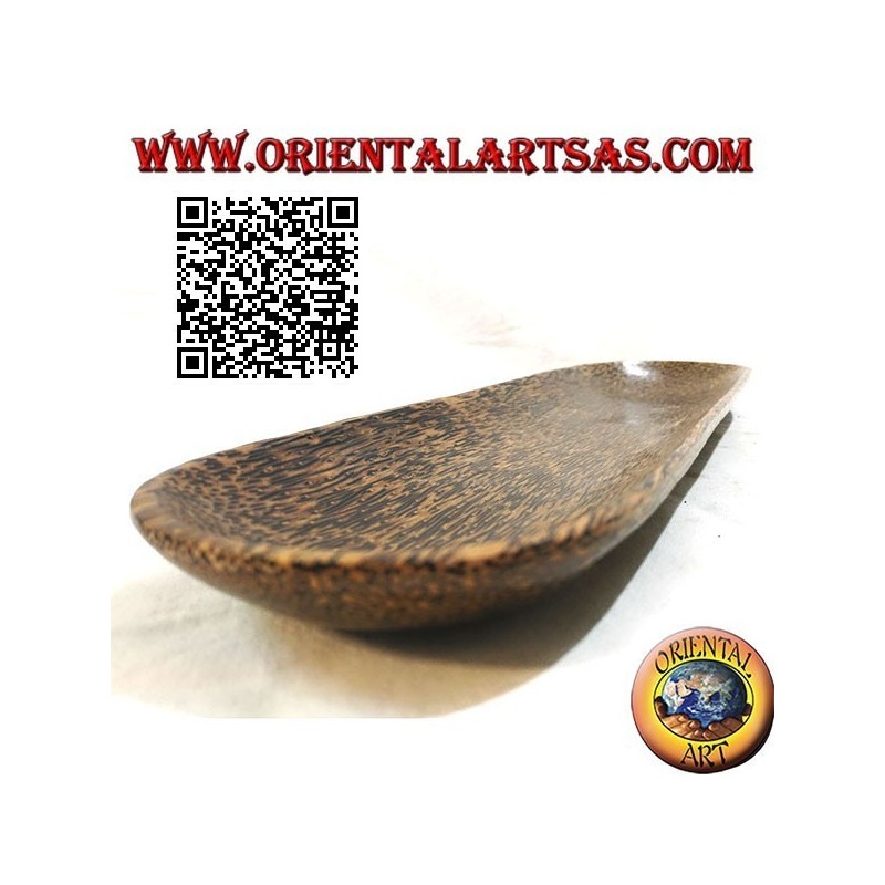 Pocket emptier, elongated oval tray in coconut wood
