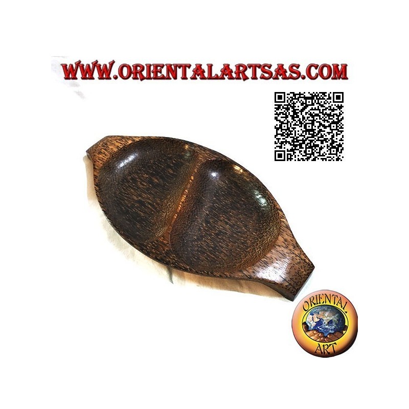 Ovales Tablett mit Taschenentleerung und Doppelfach aus Kokosnussholz