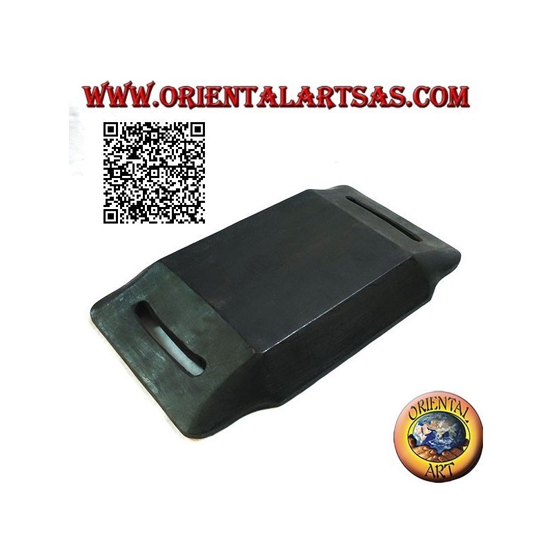 Pocket emptier Lombok rectangular tray in mahogany wood with handles and mother-of-pearl inlays