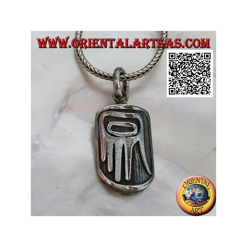 Médaille pendentif en argent avec main aborigène de primitifs en bas-relief