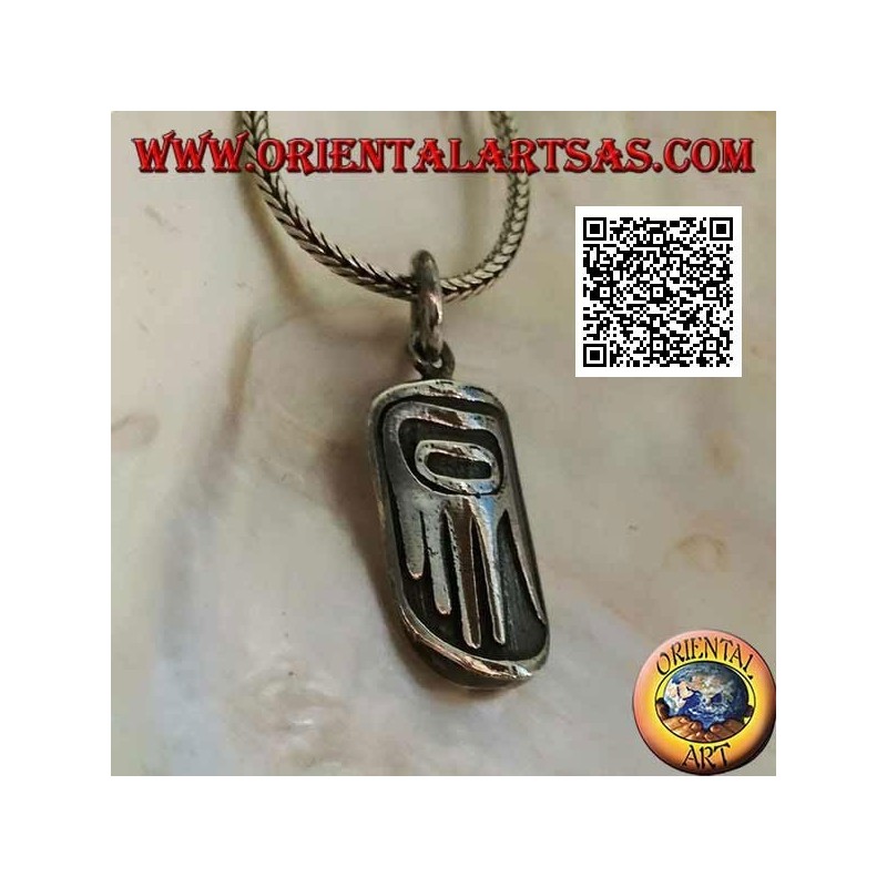 Silver pendant medal with aboriginal hand of primitives in bas-relief