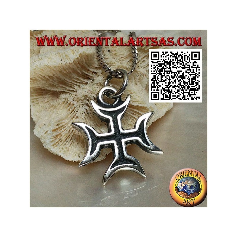 Solid silver cross pendant with hollow structure