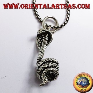 925 sterling silver cobra pendant featuring a coiled design and vintage oxidized finish.