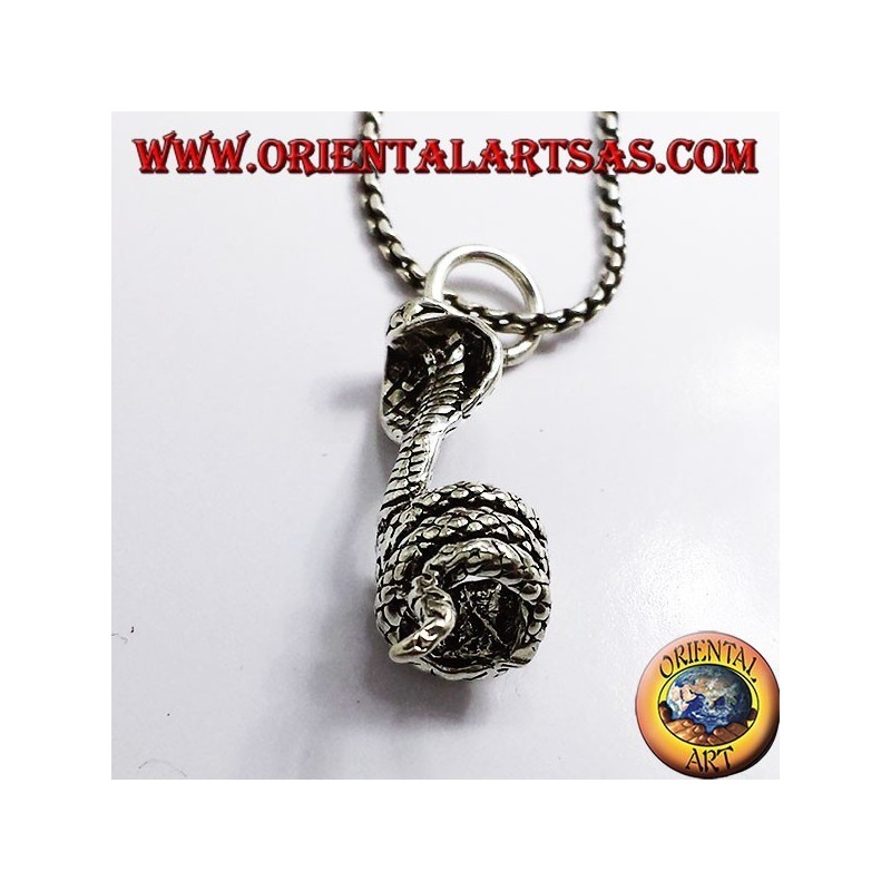 cobra enroscada colgante de plata