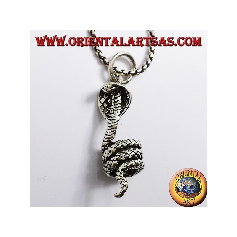 cobra enroscada colgante de plata
