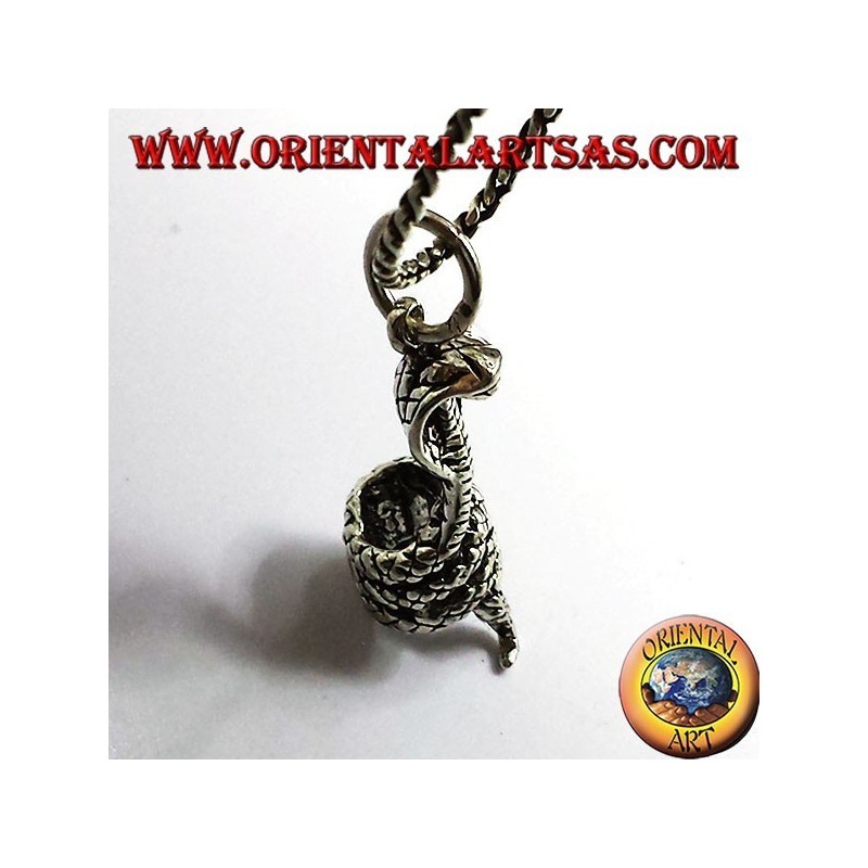 pendant cobra coiled silver