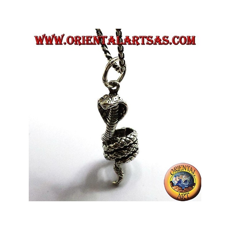 cobra enroulé pendentif en argent