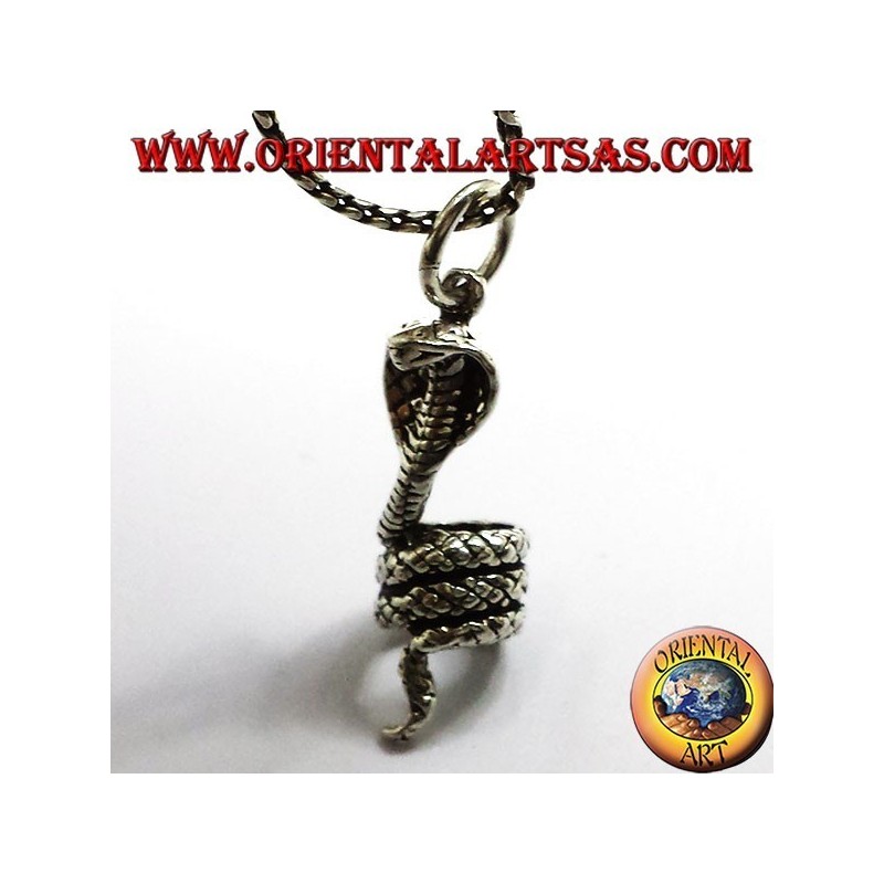 Ciondolo Cobra Arrotolato Argento 925 | Oriental Art