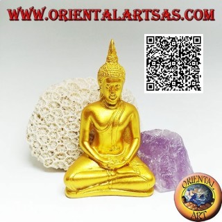Buddha sculpture "Dhyana Mudra - symbol of meditation and wisdom" on the altar in resin (golden) 10 cm