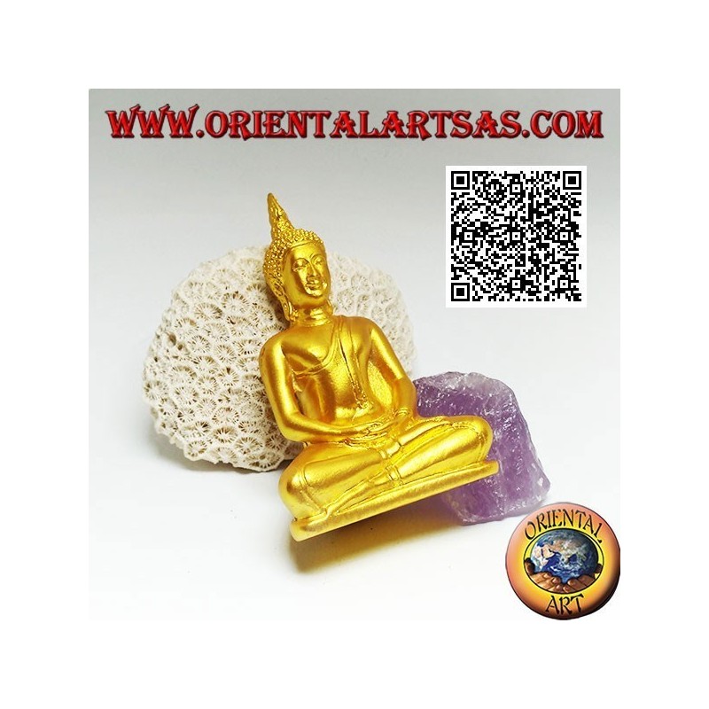 Scultura Buddha "Dhyana Mudra - simbolo di meditazione e saggezza" in resina (dorato) 10 cm