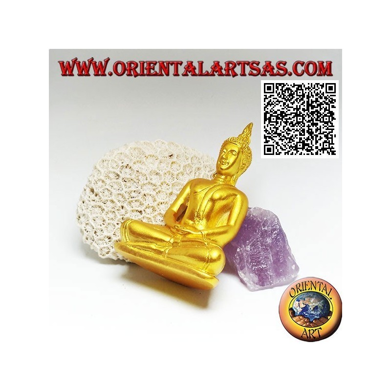 Escultura de Buda "Dhyana Mudra - símbolo de meditación y sabiduría" en el altar en resina (dorado) 10 cm