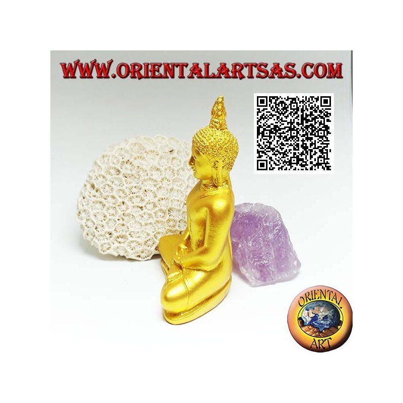 Scultura Buddha "Dhyana Mudra - simbolo di meditazione e saggezza" in resina (dorato) 10 cm