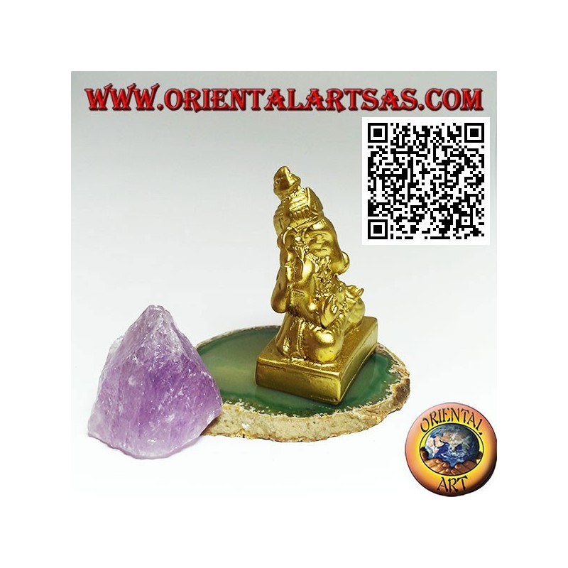 Ganesh Skulptur "Der Elefantengott" sitzend, in Harz (Gold 7,5 cm)