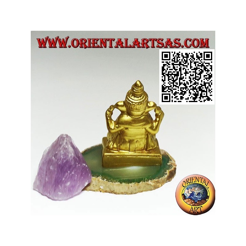Sculpture de Ganesh "le Dieu éléphant" assis, en résine (or 7,5 cm)
