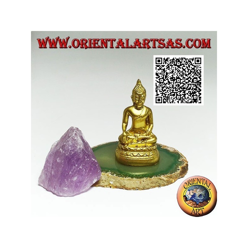 Buddha sculpture "Bhumisparsha Mudra - Subduing the demon Mara" in resin (golden) 6 cm