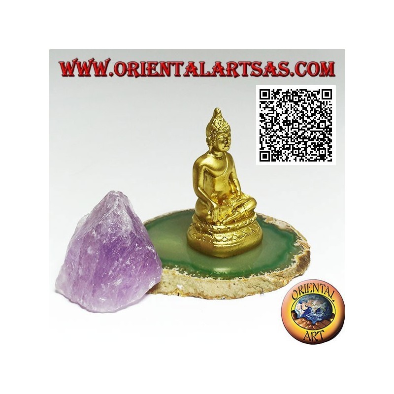 Buddha sculpture "Bhumisparsha Mudra - Subduing the demon Mara" in resin (golden) 6 cm