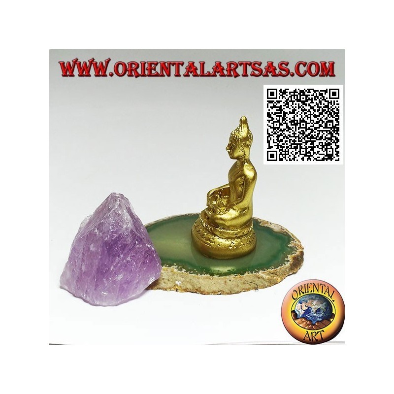 Escultura de Buda "Bhumisparsha Mudra - Sometiendo al demonio Mara" en resina (dorado) 6 cm